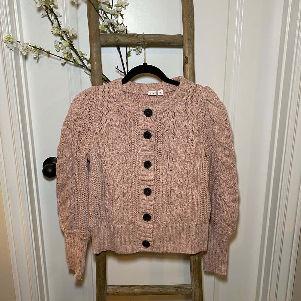 GAP Dusty pink cable-knit cardigan
